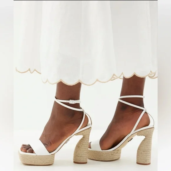 NWT Paul Andrew patent leather square toe strappy espadrille platform sandals